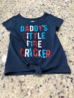 Navy blue “Daddy’s Little Fire Cracker” short sleeve tshirt 12 months GUC